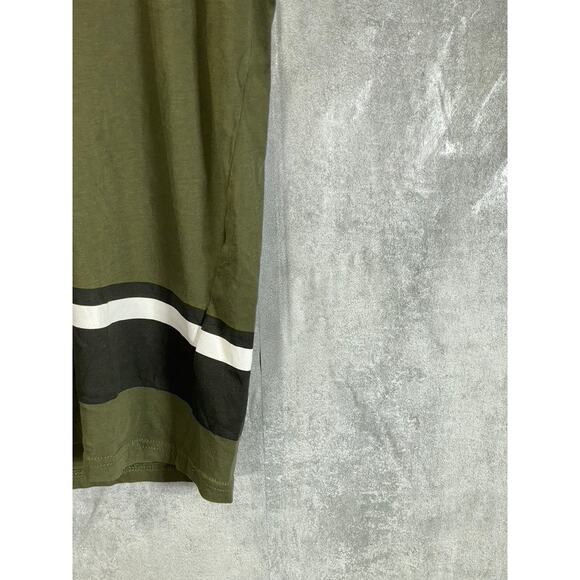 GUESS Men's Olive Green Striped Crewneck Short Sleeve T-Shirt SZ M - Picture 8 of 14